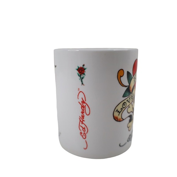 Ed Hardy Traditional Tattoo Art "Love Kills Slow" Skull Coffee Mug - Picture 2 of 4